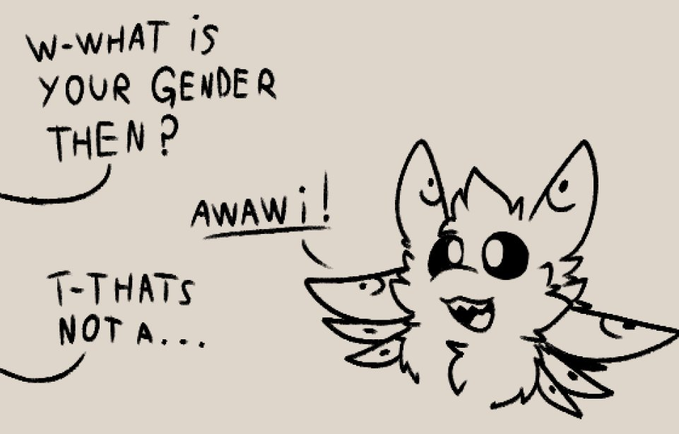 An furry species I don't know being asked what it's gender is. The answer is "Awawi"